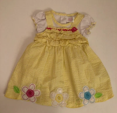 Vintage Youbgland Yellow SeerSuck Toddler Girls Dress Size 18 Mo. - Image 1 of 4