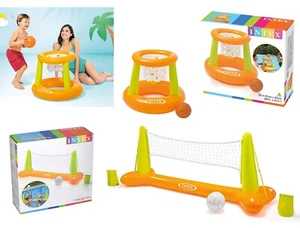SET: Intex Basketballkorb mit Basketball + Pool Volleyball Wasserspiel Poolspiel - Bild 1 von 5