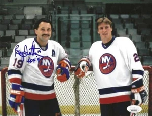 Autographed  8x10 BRYAN TROTTIER "HOF 97" New York Islanders Photo JSA Witness - Picture 1 of 1
