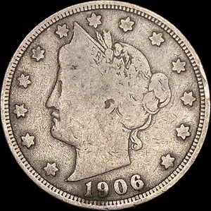 1906 5C Liberty Head "V" Nickel Uncertified Circulated - Picture 1 of 2