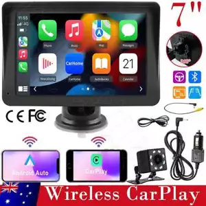 7" Portable Wireless Apple Carplay Android auto Car Stereo Radio BT WIFI camera - Picture 1 of 12