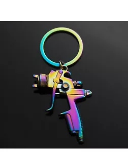 Spray Paint Gun Key Chain Ring Metal Pendant Keychain Accessories - Neon Rainbow - Picture 1 of 1