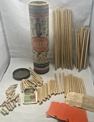 Antique Tinker Toy Complete Set with Mailing Tube Label, Booklet Wind Blade Card - Image 1 of 4