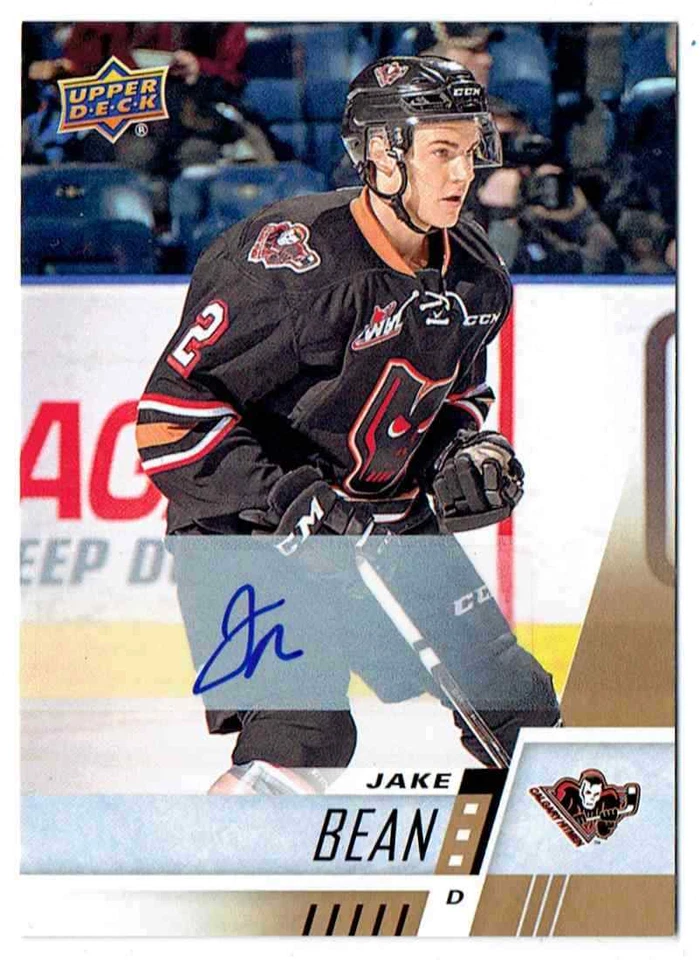 2017-18 UPPER DECK UD CHL AUTOGRAPH JAKE BEAN AUTO CALGARY HITMEN #10 - Image 1 of 2