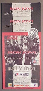 Bon Jovi unused concert ticket September '93 Billy Idol @ Milton Keynes England! - Picture 1 of 1