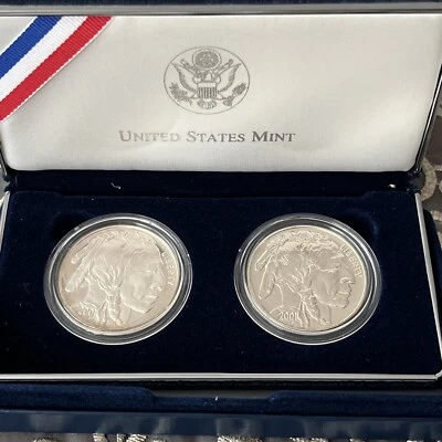 2001 Smithsonian American Buffalo UNC & Proof 2 Coin Set US Mint In OGP With COA - Image 1 of 4