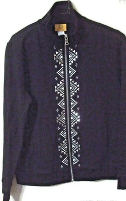 ruby road  jacket ladies S studded triangles silver full zip long sleeve 2 front - Image 1 of 4