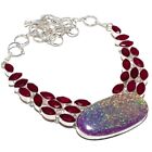 Triplet Fire Opal, Red Jade Gemstone 925 Sterling Silver Jewelry Necklace 18"