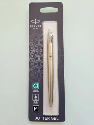 PARKER Ballpoint Gel Steel Pen Refillable JOTTER GEL Medium point Black ink NEW - Image 1 of 4