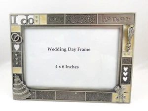 Fetco Home Decor Bilderrahmen Hochzeit Zinnfarben & Creme Emaille 4 x 6" Foto - Bild 1 von 7