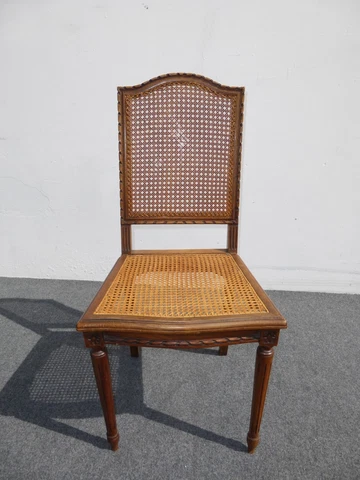 French Provincial Cane Accent Chair Carved Wood Frame Cover