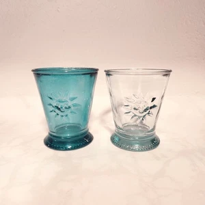 Tuscan Sun geprägtes Glas Getränkebecher 7 Oz 2er Set blau/klar Getränke - Bild 1 von 7
