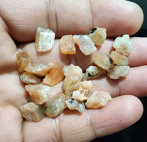 10-12 MM Orange Sunstone Rough 20 Piece Pretty Sunstone Crystal & Mineral Rough - Picture 1 of 7