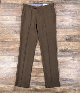 Pantalones de vestir Paul Frederick para hombre 37 marrón calce a medida pierna recta 37x38 - Imagen 1 de 12