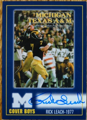 TK LEGACY  RICK LEACH  Auto Card  1977 M Cover Boys  MICHIGAN WOLVERINES - Image 1 of 2