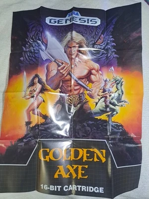 "Póster Golden Axe Sega Genesis 1990 original inserción plegable 17""x22""" Foto 1 de 4