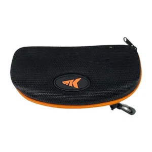 KastKing Sonnenbrillenetui hart schwarz orangefarbener Rand Reißverschluss Gürtelclip Angeln - Bild 1 von 6