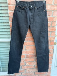 Jeans vintage anni 90 Levi's denim nero bottoni mosca 501 0660 effettivi 30x33,5 made USA - Foto 1 di 7