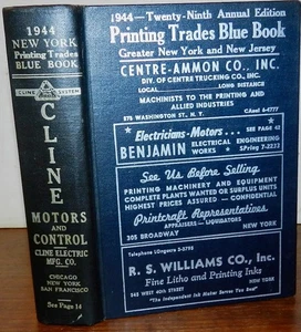 Printing Trades Blue Book, Metropolitan Edition.  New York, New Jersey. 1944 HB - Imagen 1 de 7