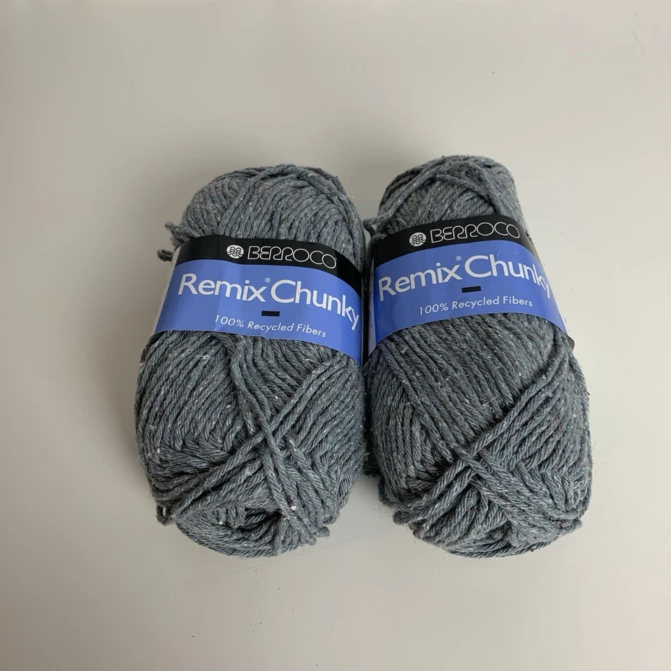 Berroco Remix Hilo Grueso Iluminado De 2 Madejas #9919 Gris Mancha Voluminoso Nuevo Sin Etiquetas Tejer Foto 1 de 4