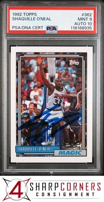 1992 TOPPS #362 SHAQUILLE O'NEAL RC HOF PSA 9 DNA AUTOMÁTICO 10 - Imagem 1 de 3