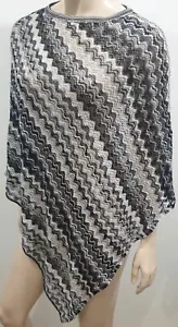 Poncho con capa a rayas tejido fino metálico gris blanco plata etiqueta naranja Missoni - Imagen 1 de 8