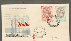 Repubblica1957 ONU L.25+L.60 su busta FDC Venetia non viaggiata N4850 - Bild 1 von 1