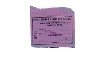 1910 Quincy, Omaha & Kansas City Railroad ticket Lewistown to Ewing, Missouri - Picture 1 of 2