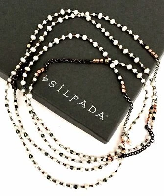 Collar Silpada Plata Esterlina Cobre Perla Cuentas Magnífico Milla N1993 LARGO  Foto 1 de 4