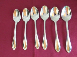Wallace Silver American Tradition set 6 soup spoons stainless beaded - Picture 1 of 5