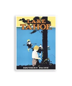 Vintage Lake Tahoe Travel Poster Southern Pacific Railroad Art 12x16" H970 - Picture 1 of 1