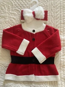 NWT, Knitted Santa Dress With Headband. 2 Piece Set. 0-6Months - Picture 1 of 6