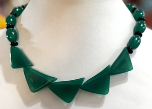 Avon Green Color Waves Lucite Black Geometric 1980er 80s Choker Necklace - Bild 1 von 4