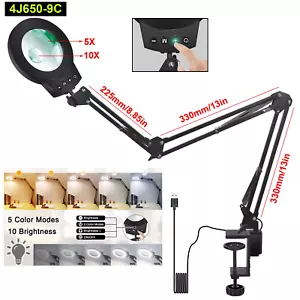 5X/10X Magnifying Glass Lamp with 5 Colour Adjust LED Lights Reading Table Lamp - Picture 1 of 14