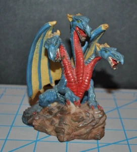 Figura de fantasía medieval de tres cabezas dragón 4'H de colección de los años 80 resina pintada a mano - Imagen 1 de 4