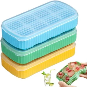 3 Pack Mini Ice Cube Trays with Lids, Silicone Molds for Cocktails & Coffee - Picture 1 of 7