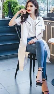 Women Nurse Dress Female Doctor Dress Beautician Lab  Long Coat  Work Clothes  - Image 1 of 4