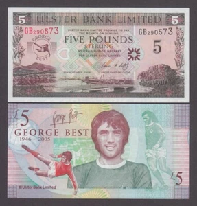 Nordirland ULSTER BANK P.339 5 POUNDS GEORGE BEST GEDENKMÜNZE UNC 2305 - Bild 1 von 1