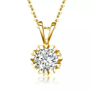 Collana con ciondolo 1 ct oro giallo VVS1 D fidanzamento creato in laboratorio diamante test pass - Foto 1 di 3