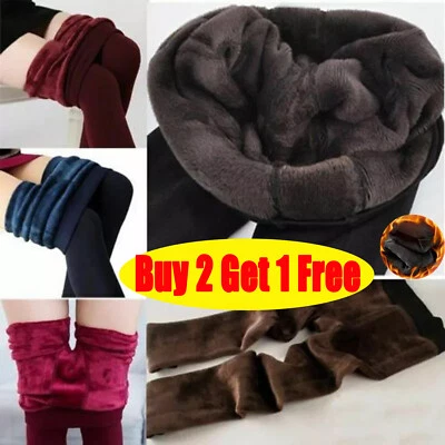 UK Womens Winter Warm Thick Fleece Lined Thermal Pants Stretchy. Leggings Ladies - Image 1 of 4