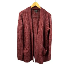 Mossimo Cardigan Sweater Open Front Women XL Maroon Alpaca Blend Ribbed Knit Top - Picture 1 of 10