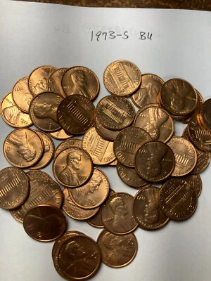 1973-S "BU"  LINCOLN MEMORIAL CENT PENNY ROLL  50 COINS - Image 1 of 4
