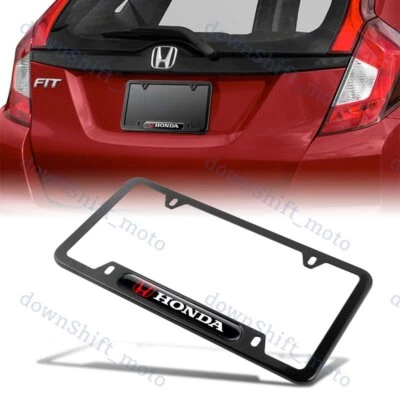 1Шт HONDA логотип черный металл из нержавеющей стали номерного знака рамка новый - Изображение 1 из 4