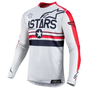 ALPINESTARS RACER TECH MOTOCROSS BIKE JERSEY - FIVE STAR COOL GREY / BRIGHT RED - Picture 1 of 2