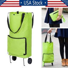 Us Foldable Trolley Bag Portable Shopping Cart Folding Home Travel Luggage Green