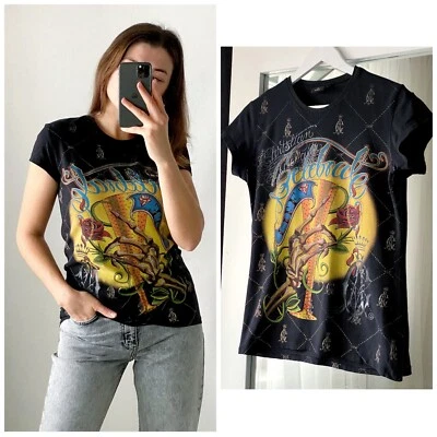 Christian Audigier T-Shirt Celebrate Life Over Print Women's size Medium - Image 1 of 4