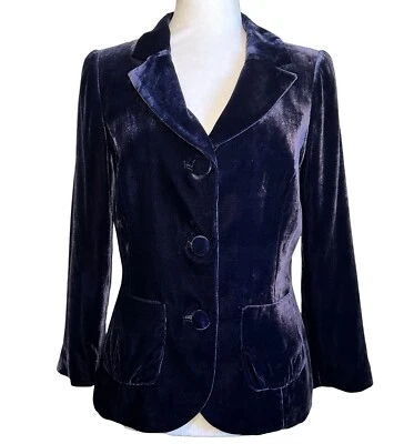 Boden бархата бархата измельченный глубокий фиолетовый баклажан баклажан Aubergine блейзер куртка размер 4 - Изображение 1 из 4