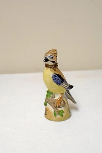 Vintage Peint Main LIMOGES France Tall Blue Jay w Chain Top Box Bottle Flask - Picture 1 of 6