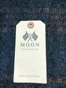 Abraham moon wool & Alpaca Blue black Orange With Overcheck Width 150cm P/m - Picture 1 of 3