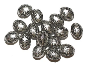 15mm Oval Fleur Antiqued Silvertone Metalized Metallic Beads - Imagen 1 de 3